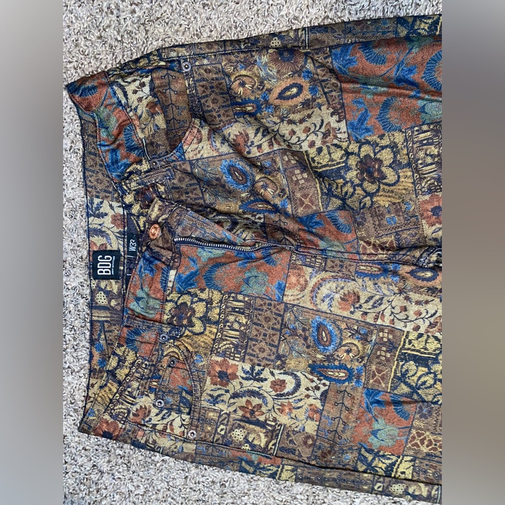 Vintage Bohemian Patchwork Pattern Pants - image 2